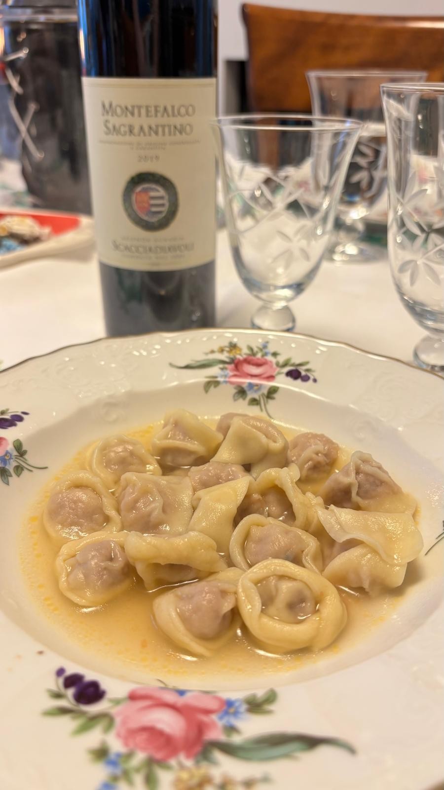 Handmade cappelletti prepared according to a family recipe from Amelia, Umbria